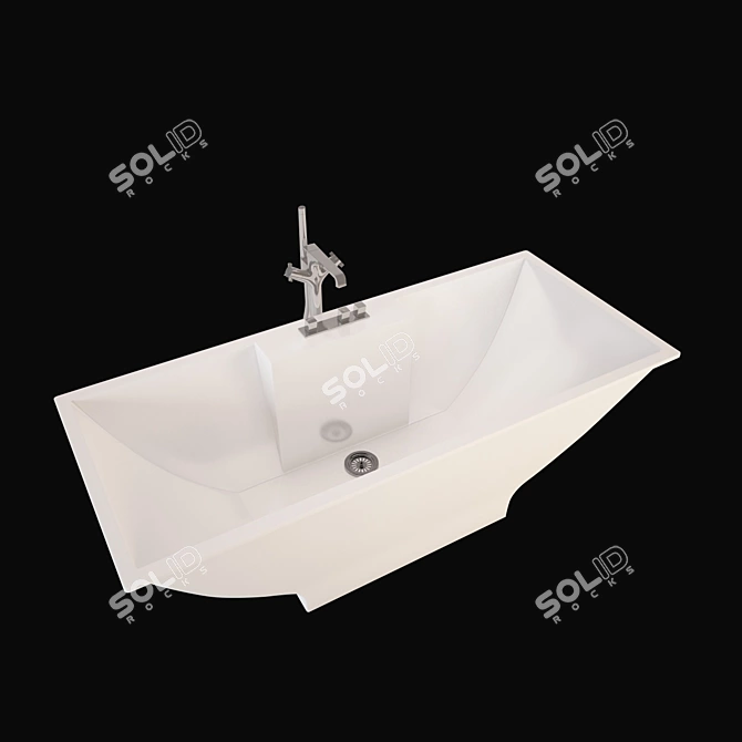 Rectangular Bathtub 3D model image 2