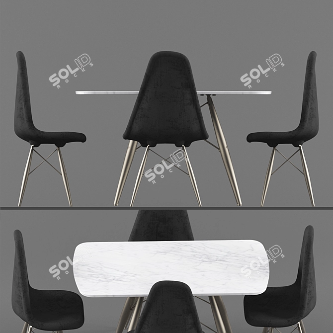 Modern Dining Table & Chairs Set 3D model image 2