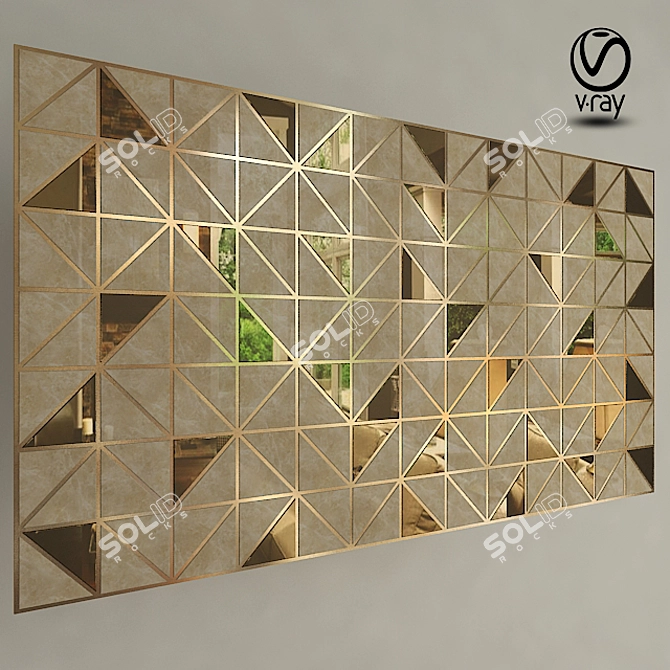 Elegant Beige Marble Mirror Wall Panel 3D model image 1