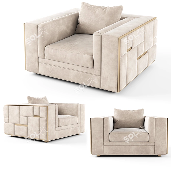 Modern Geometric Babylon Armchair 3D model image 1