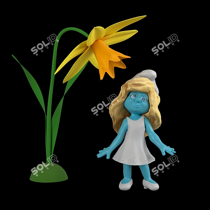 Adorable Smurfetta Sculpture 3D model image 1