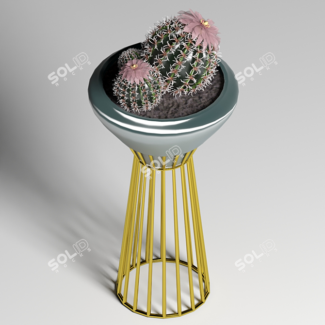 Golden Cactus Trio: Luxe 24K 3D model image 1