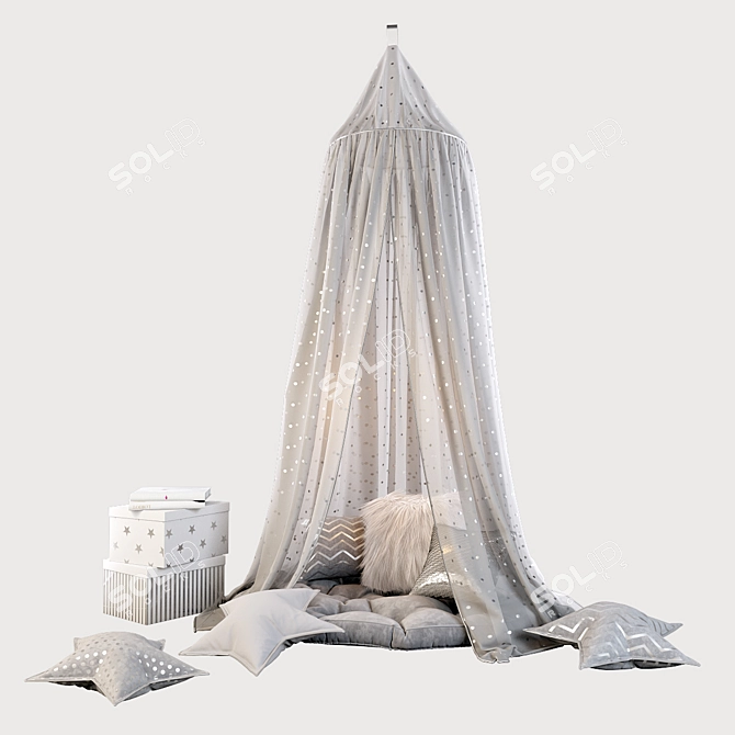 Scandinavian Gray Children's Canopy Set 3D model image 1