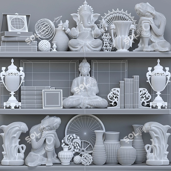 Contemporary Decor Set for Shelves 3D model image 2