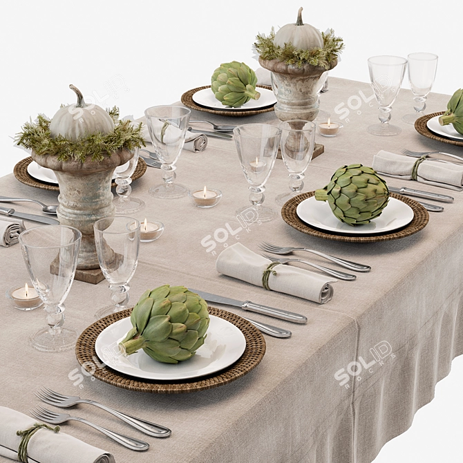 Elegant Table Decor Set 3D model image 1