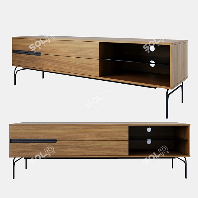 Tara TV Stand | Walnut Finish 3D model image 1