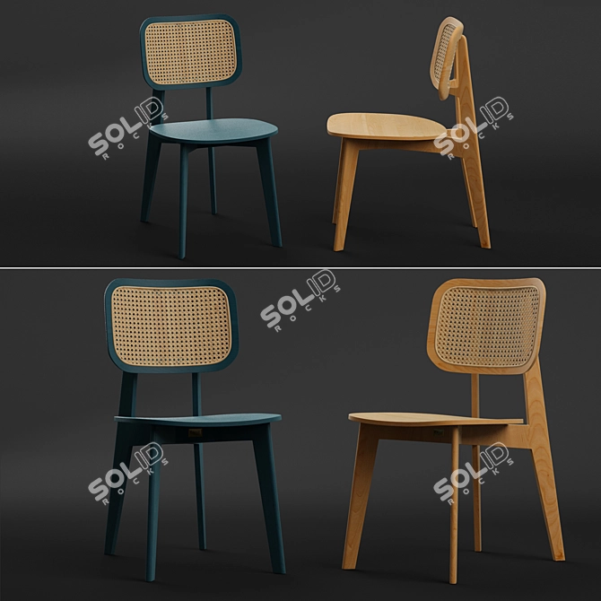 Elegant Cane Dining Chair 3D model image 2