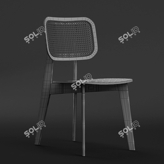 Elegant Cane Dining Chair 3D model image 3