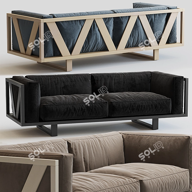 Sleek and Stylish ej555 Frame Sofa 3D model image 1