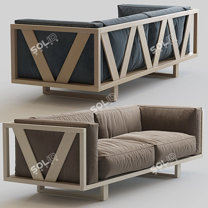 Sleek and Stylish ej555 Frame Sofa 3D model image 2