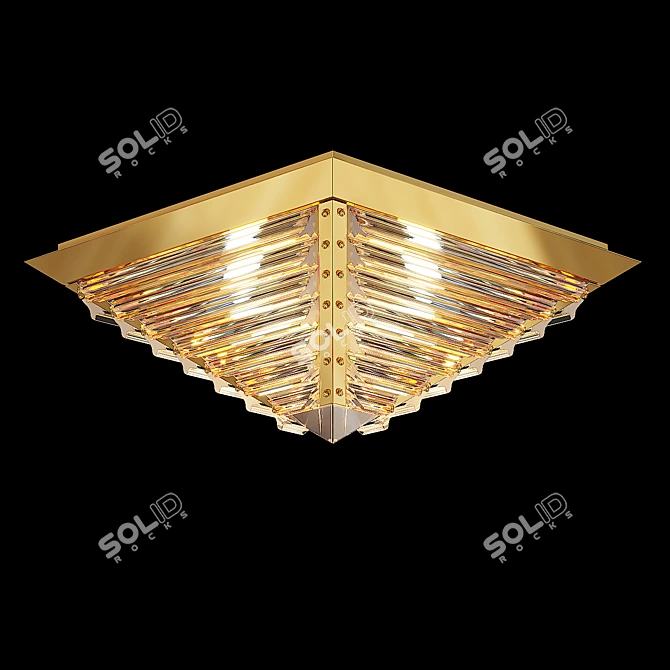 Elegant Gold Crystal Ceiling Lamp 3D model image 1