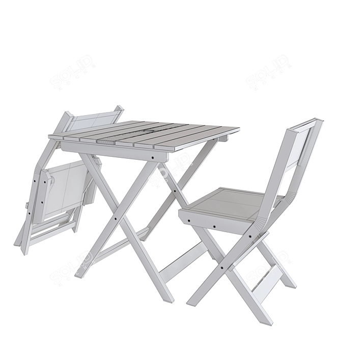 Rustic Folding Bistro Set 3D model image 2