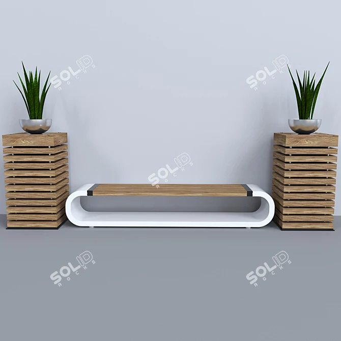 Modern Style Bench 3D model image 3