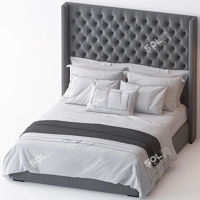 Diamond Tufted Bed: RH Adler's Shelter 3D model image 2