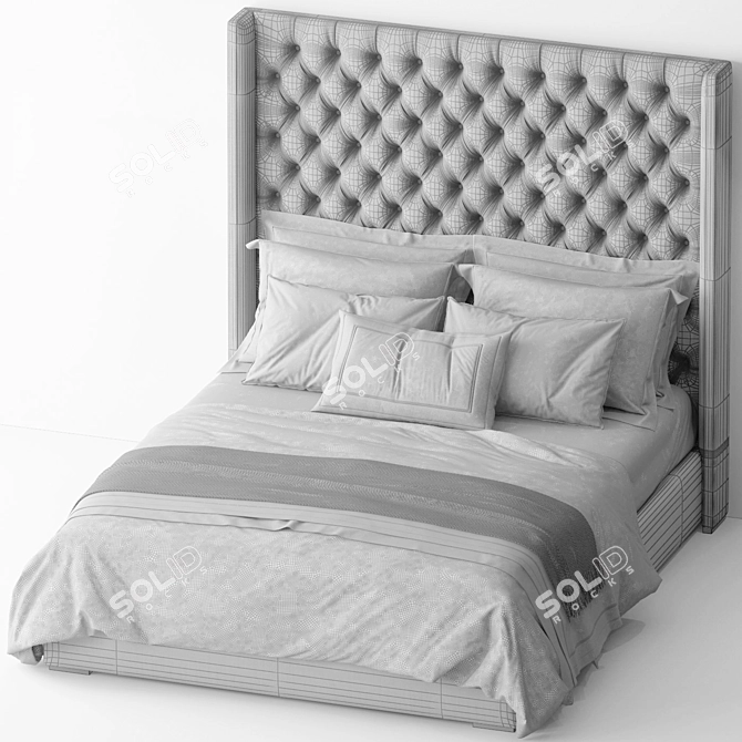 Diamond Tufted Bed: RH Adler's Shelter 3D model image 3