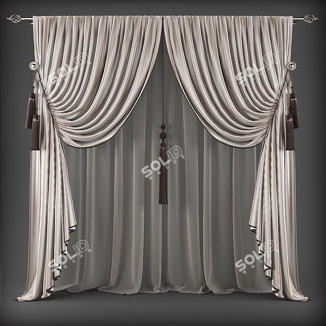 Classic Style Curtains 3D model image 1