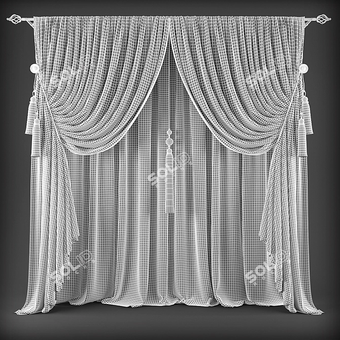 Classic Style Curtains 3D model image 2