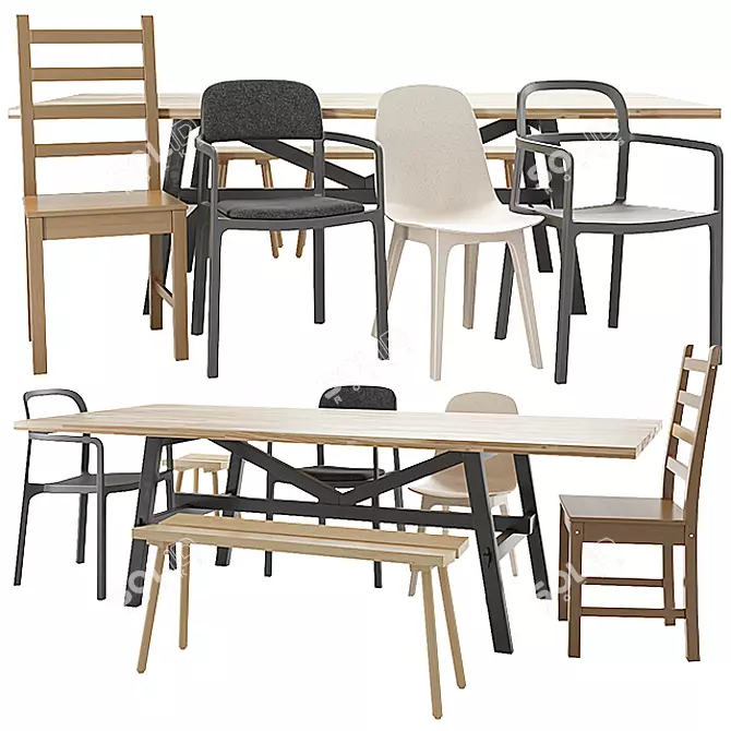 IKEA Table & Chair Set 02: Stylish & Versatile for Every Space 3D model image 1