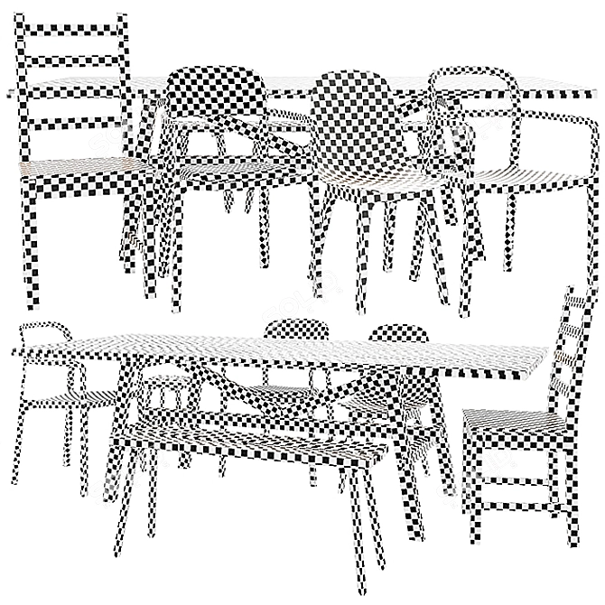 IKEA Table & Chair Set 02: Stylish & Versatile for Every Space 3D model image 3