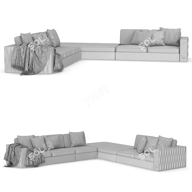 Elegant Bronze Modular Sofa 3D model image 2