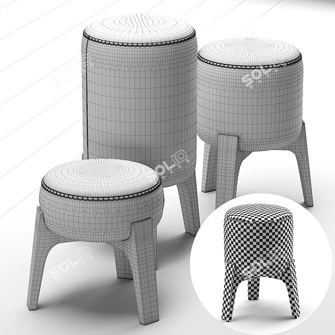 Natural Elegance: BLEU NATURE Drum Stool 3D model image 3