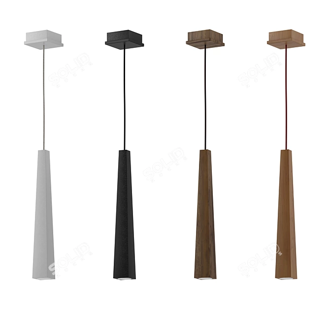 Rustic LED Wooden Pendant 3D model image 2