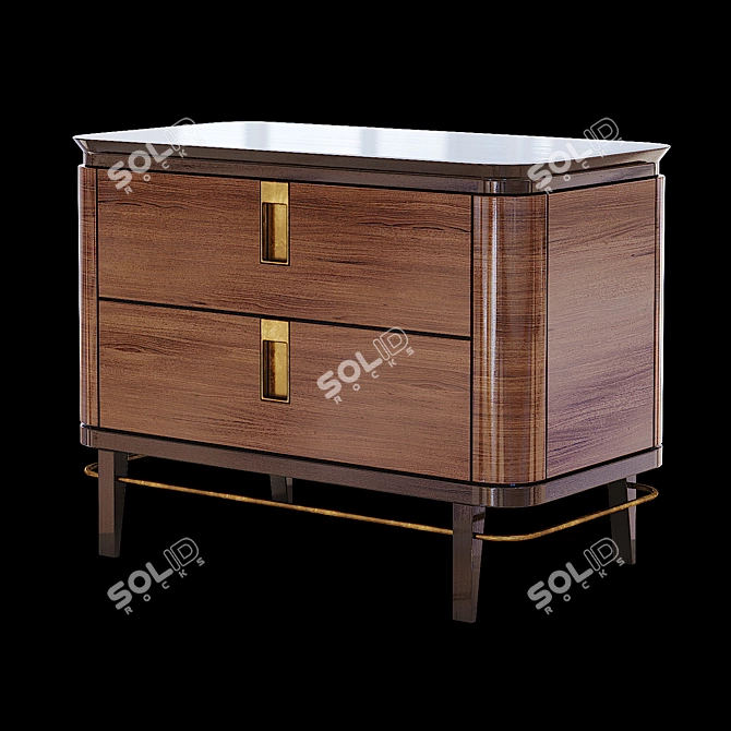 Modern Trapezoidal Nightstand with Rectangular Handles 3D model image 1