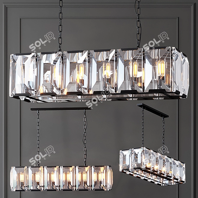 Harlow Crystal Square Chandelier 3D model image 1