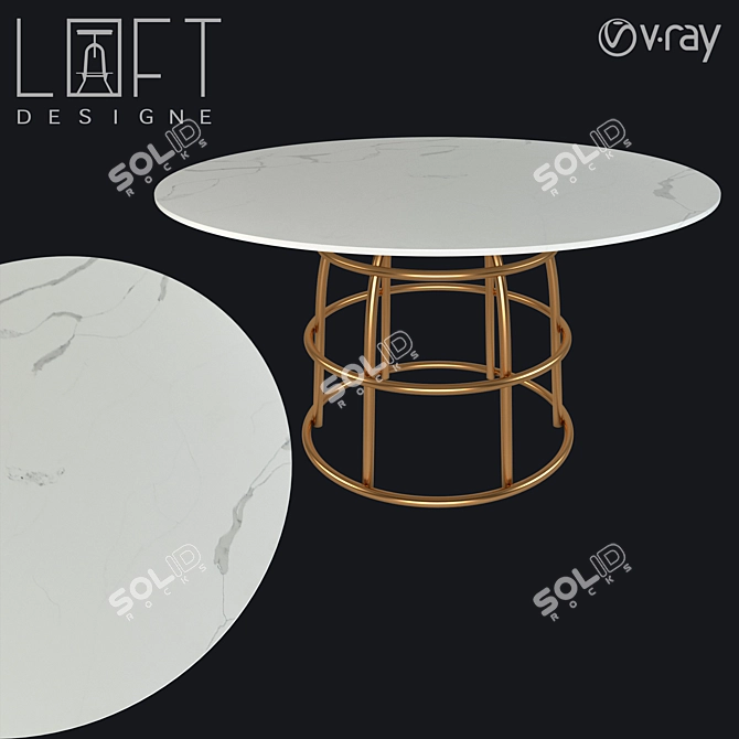 Industrial Stone Metal Table: LoftDesigne 6724 3D model image 1