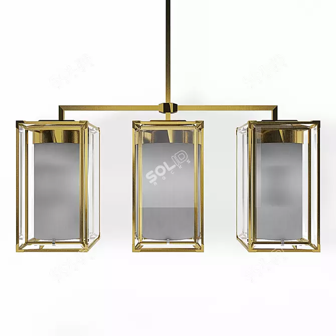 Elegant Gold Glass Chandelier 3D model image 2