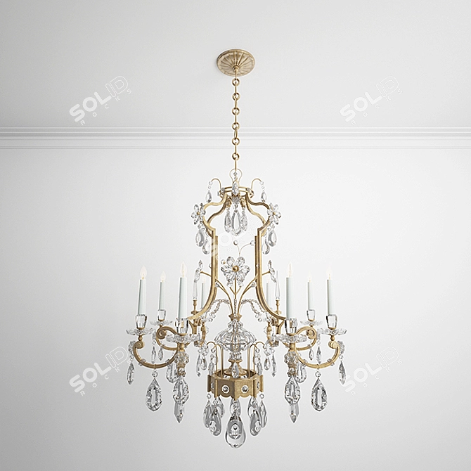 Elegant Floral Crystal Chandelier 3D model image 1