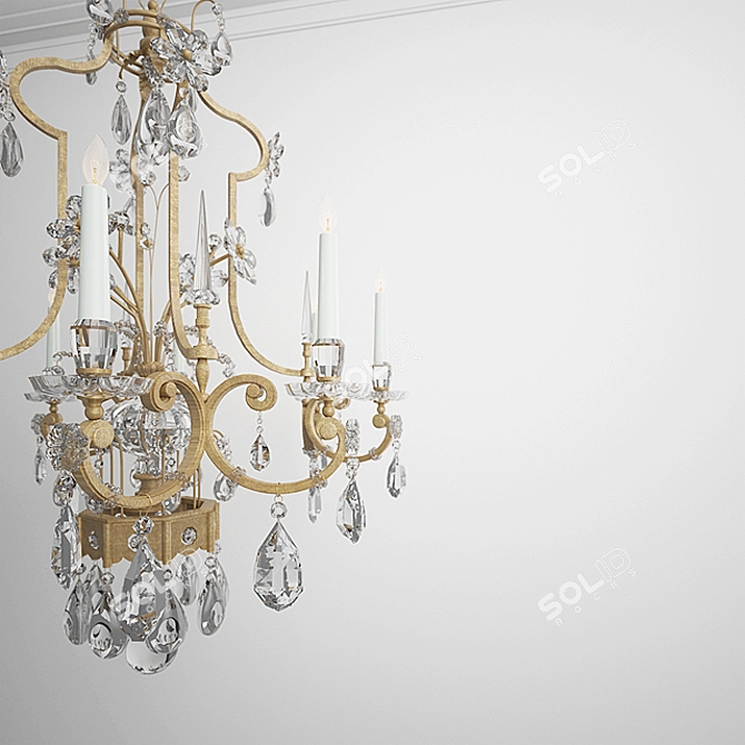 Elegant Floral Crystal Chandelier 3D model image 2