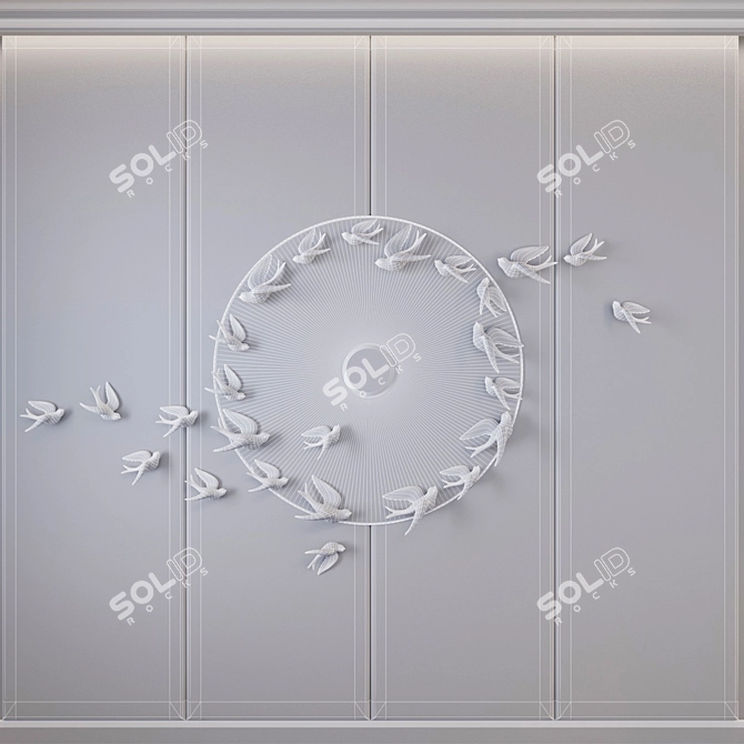 Elegant Mirror Wall Panel 3D model image 3