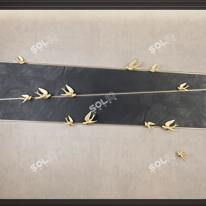 Golden Wave Decorative Panel 3D model image 1