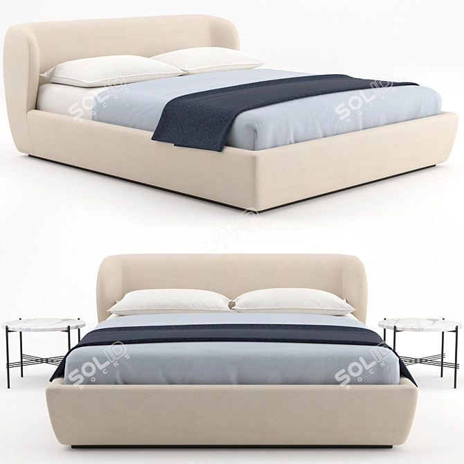  Sleek Stay Bed + Modern TS Coffee Table 3D model image 2