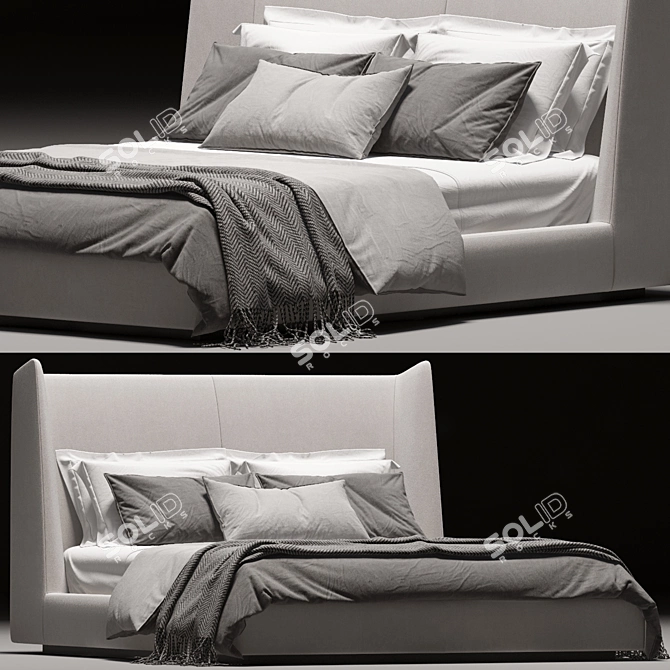 Elegant Midnight King-size Bed 3D model image 1