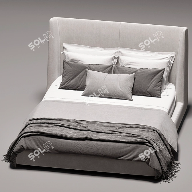 Elegant Midnight King-size Bed 3D model image 2