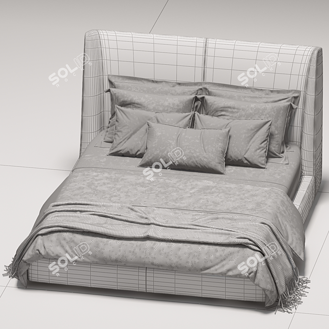 Elegant Midnight King-size Bed 3D model image 3