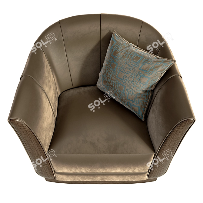 Sophisticated Brown Barrel Armchair 3D model image 2