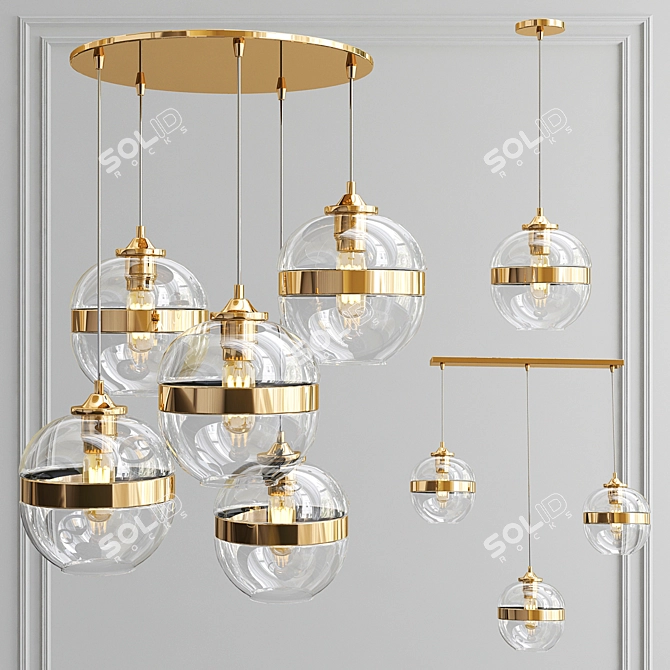 Sleek Glass Pendant Light 3D model image 1