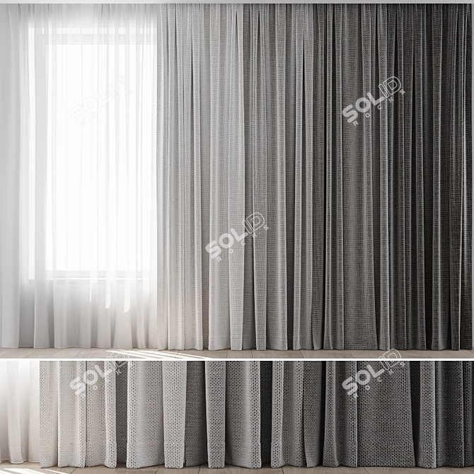 Colorful Curtains and Sheer Set 3D model image 1