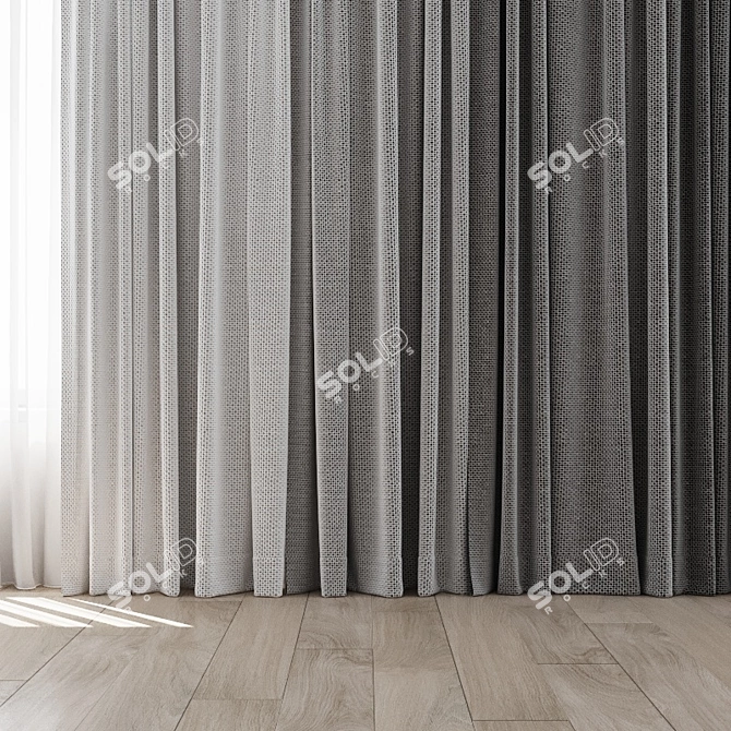 Colorful Curtains and Sheer Set 3D model image 2