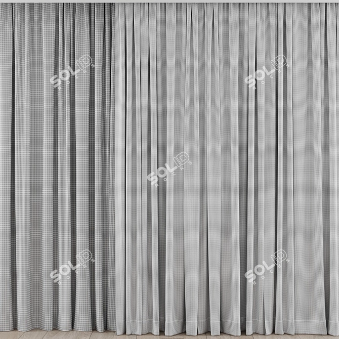 Colorful Curtains and Sheer Set 3D model image 3