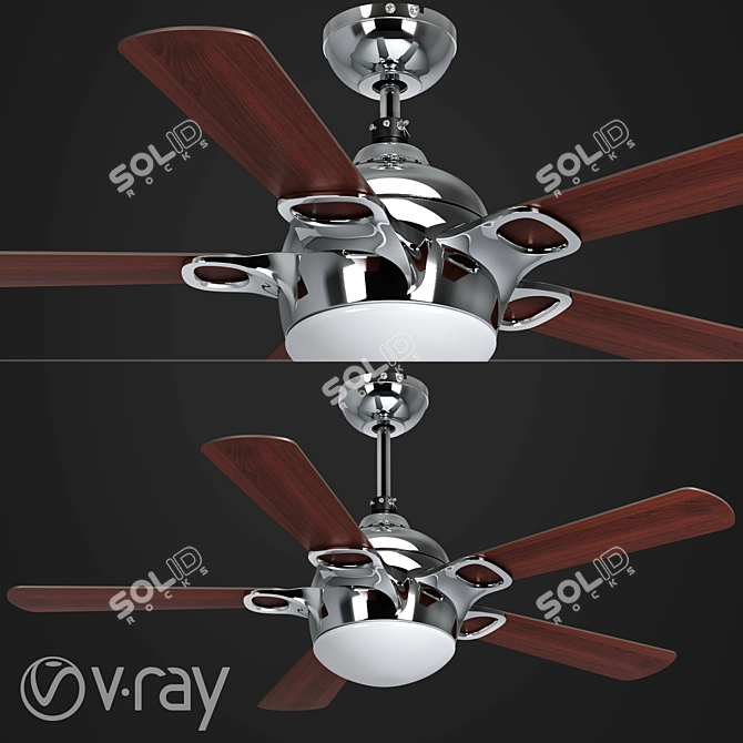 Hazel Electric Ceiling Fan: Cool Breezes Await 3D model image 1