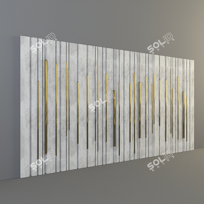 Golden Metallic Concrete Wall Panel 3D model image 1