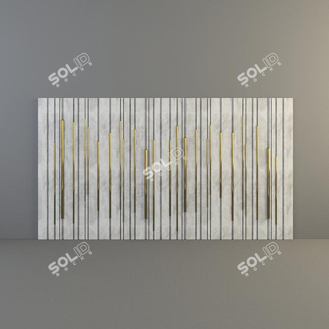 Golden Metallic Concrete Wall Panel 3D model image 2