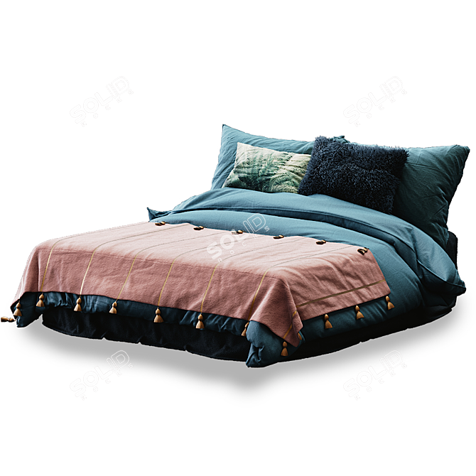 Elegant 3D Luxury Bed 3D model image 4