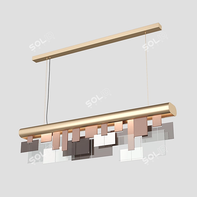 Elegant Metal and Glass Chandelier 3D model image 1