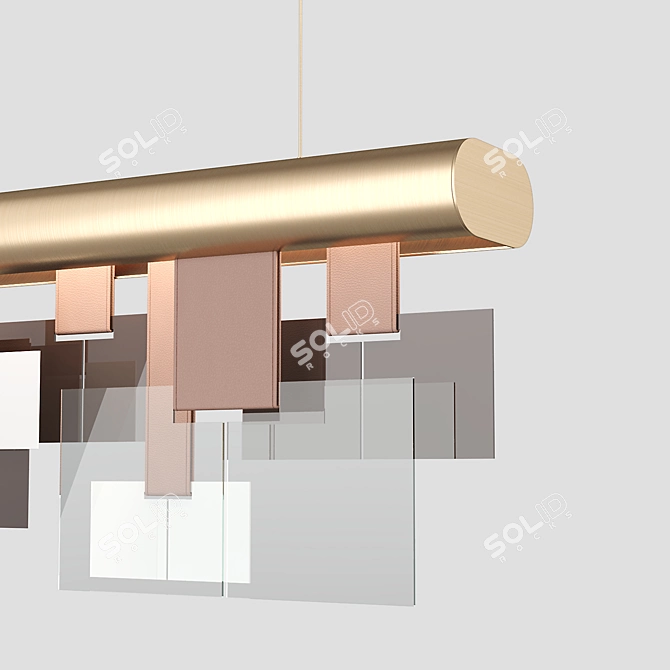 Elegant Metal and Glass Chandelier 3D model image 2