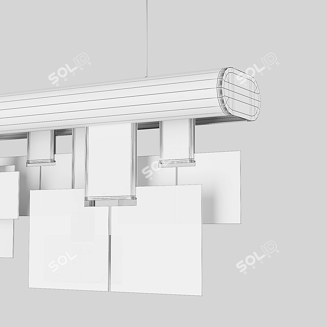 Elegant Metal and Glass Chandelier 3D model image 3